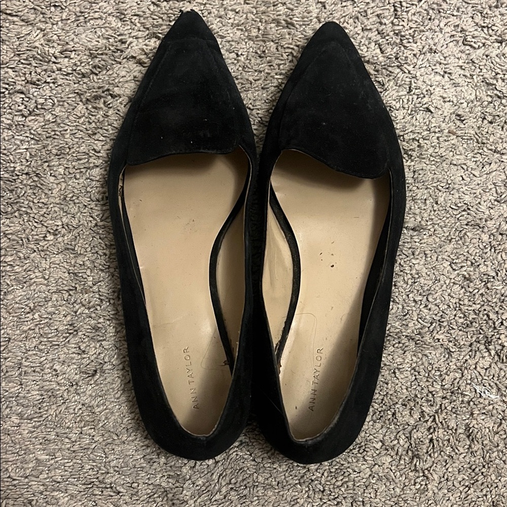Ann Taylor Elegant Black Suede Loafers